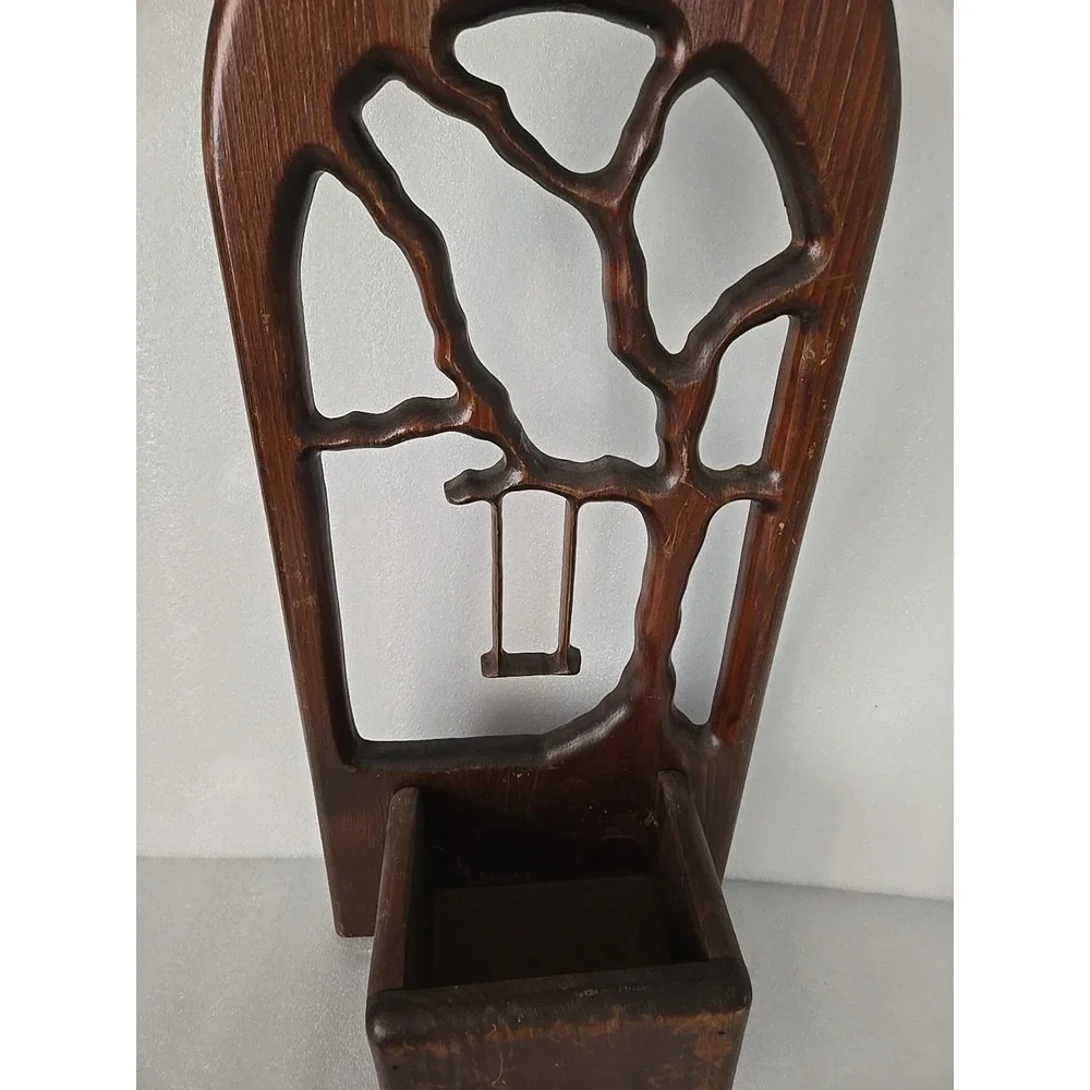 Vtg 70's Handmade Wood Wall Organizer Wall Tree Decor‎ Boho Abstract Beach